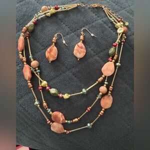 Studio Gold and Green Beaded Necklace Set